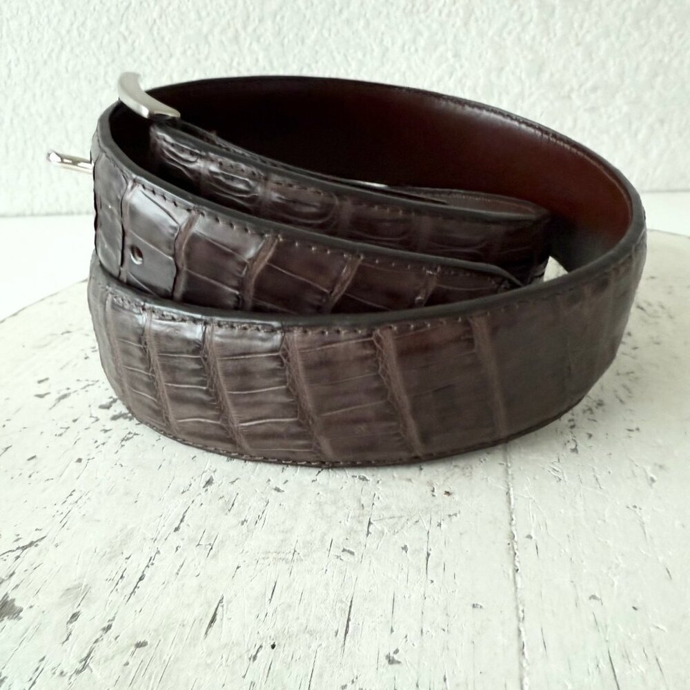 Rod Patrick Mens Western Belt Brown Genuine Caiman Leather 1.5" Wide Size 46
